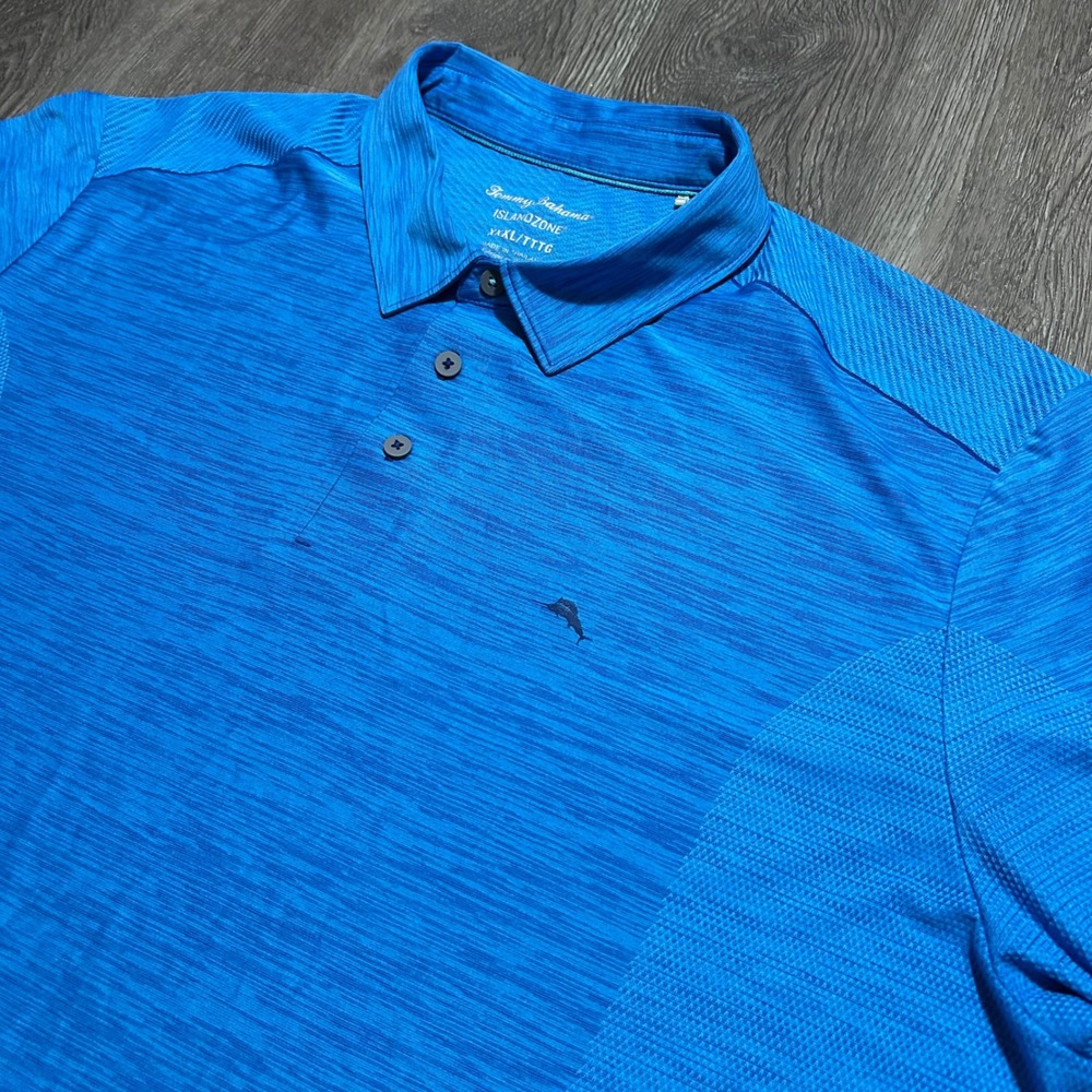 Tommy Bahama Polo 3XL Blue IslandZone Palm Coast Performance Marlin Logo Shirt